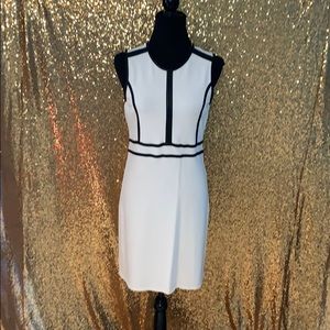 Off white dress with black trim